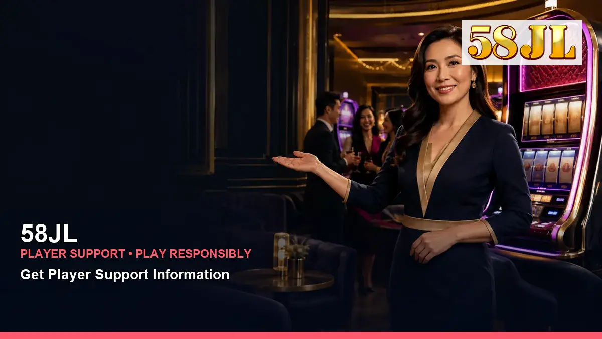 58JL VIP casino rewards featuring an adult Filipina casino host with a celebratory composition
